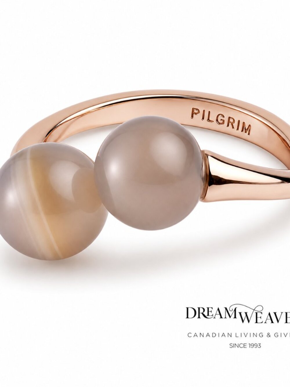 Audre Anne Rose Gold & Grey Agate Ring | Pilgrim